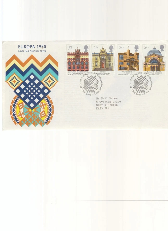 British First Day Cover Europa 6/3/1990 - Historic Buildings - Edinburgh - Image 1 of 1