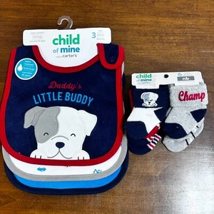 Daddy's Little Buddy Bibs and Socks Set Dog Boy Child of Mine by Carter's - Picture 1 of 3