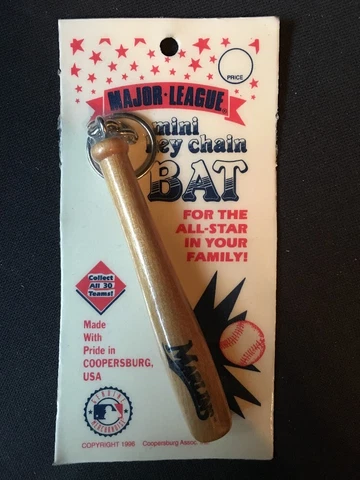 Florida Marlins 1996 4" Mini Key Chain Bat Miami Wood Keychain Ring NEW NIP Cover