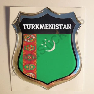 Sticker Turkmenistan Emblem 3D Resin Domed Gel Turkmenistan Flag Vinyl Decal Car - Picture 1 of 1