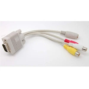 New White PC VGA SVGA Male to 3 RCA 4 Pin S-video Female HDTV Cable c28 - Picture 1 of 2