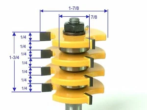 1 PC 1/2" SH 4 Slots Adjustable Box Joint 3 bearing 1/2x1/4 Finger Router Bit S - Picture 1 of 12