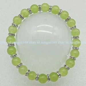 Natural 8mm Green Peridot Round Gemstone Beads Stretch Bracelet 7.5" AAA+ - Picture 1 of 12