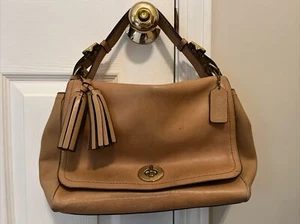 COACH Legacy Romy Camel Tan Leather Top & Shoulder Handle Bag Purse Satchel - Picture 1 of 12