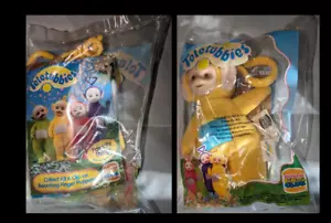Vintage Y2K Teletubbies Burger King Plush Key Chain Laa Laa Key Clip Toy NEW - Picture 1 of 1