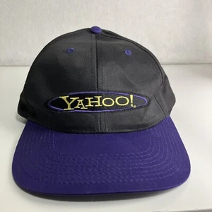 Yahoo vintage! Cappello Berretto Regolabile Strapback Yahoo.com Y2K Anni 2000 Nero Viola - Foto 1 di 8