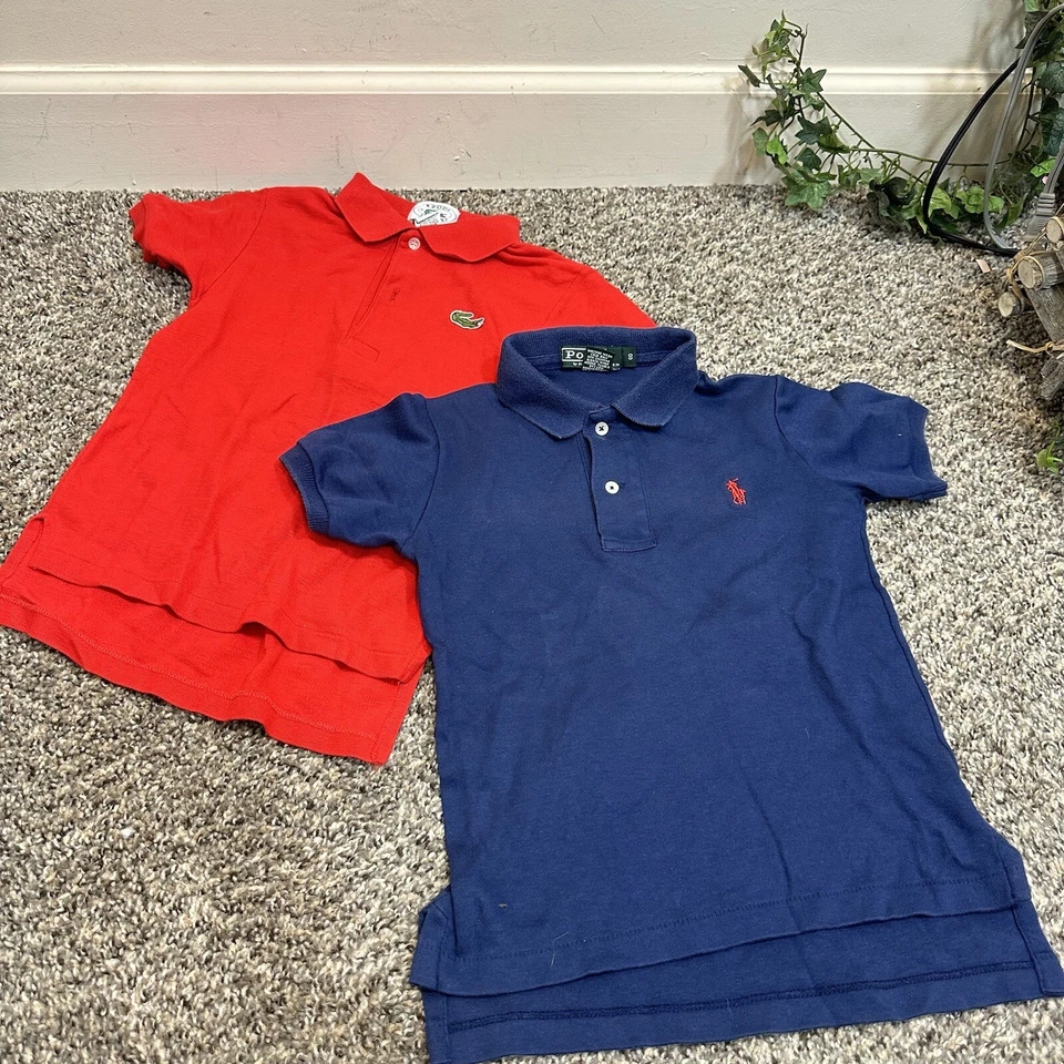 vintage Kids Polo Shirt Bundle Ralph Lauren / Izod Lascoste Boys Size 8 Blue Red - Image 1 of 3