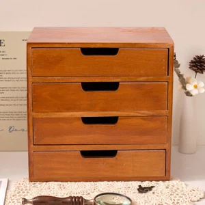 Wooden Drawer Storage Boxes Desktop Tidy Organizer Office Desk Pencil Pen Holder - Picture 1 of 24