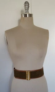 VINTAGE GIANFRANCO FERRE FATIGUE WILDLEDER & COGNAC LEDER MIT GOLDENER SCHNALLE GÜRTEL 138 - Bild 1 von 10