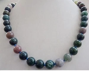 Beautiful 10mm multicolor India agate gemstones round necklace 18 "AAA# - Picture 1 of 4