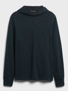 Banana Republic Men Navy Blue Double-Knit Hoodie Sweatshirt sz LARGE RRP$120 NWT - Picture 1 of 2