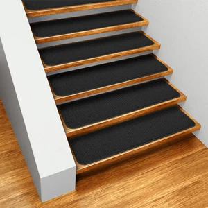 Set of 15 SKID-RESISTANT Carpet Stair Treads BLACK runner rugs - Picture 1 of 3