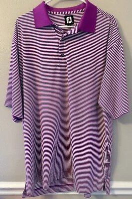 FJ Footjoy Purple Striped Golf Polo Men’s Size XL Extra Large Stretch Preowned Foto 1 de 2