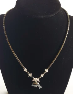 "Collar de delfín negro hematita y cristal 16" - Imagen 1 de 6