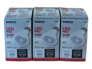 3 pack Satco Light Bulbs S9386 LED PAR16 4.5W/45W Replacement 3000k 360 Lumen - Picture 1 of 1