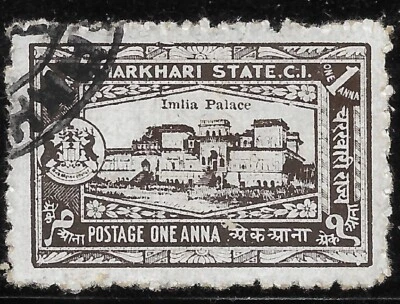INDIA  STATE Charkhari Sc#29 1931/ 1A Blackish brown SG#46 USED IMLIA PALACE VF - Image 1 of 2