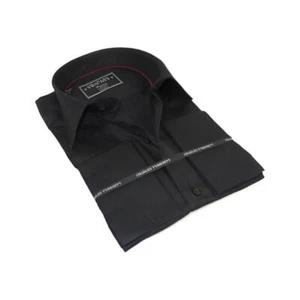Camisa Hombre Charles TYRWHITT Turquía 100% Algodón Puños Franceses CHT-9 Negra - Imagen 1 de 9