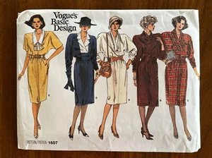 1607 Vogue's Basic Design Patrón Talla 8 10 12 Sin Cortar NUEVO - Imagen 1 de 3