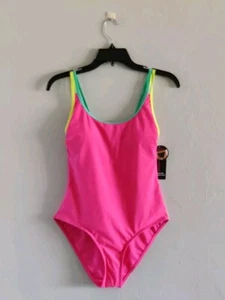 No Boundaries Junior Women Pink One Piece Swimsuit Medium (7-9) New With Tags - Picture 1 of 5
