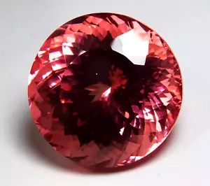 CERTIFIED 104.20 Ct NATURAL ROUND CUT PREMIUM ORANGISH RED QUALITY SAPPHIRE - Picture 1 of 4