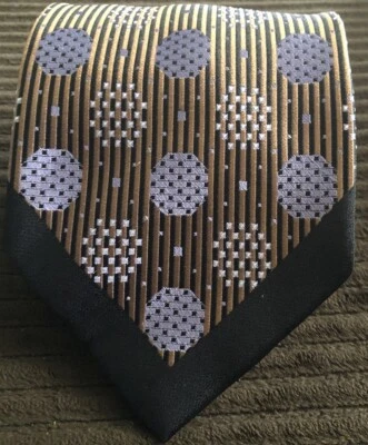 Corbata geométrica vintage Steven Land nudo grande seda cuello  Foto 1 de 4