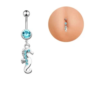 Piercing Ombelico Curvo Acciaio Banana CAVALLUCCIO MARINO Zirconi strass Donna - Imagen 1 de 1