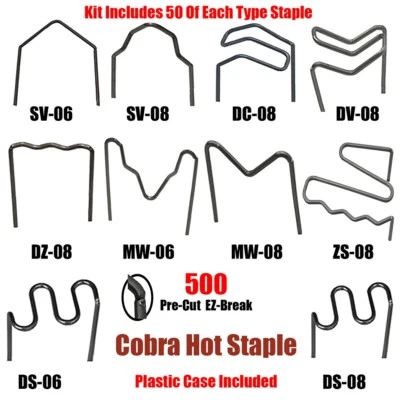Cobra Hot Staples for Plastic, bumper, fender repair. 500 Hot staples CK-12 Foto 1 de 2