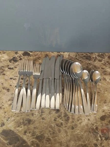 26 PC Flatware Set 18 Ginkgo President Spoons Forks 8 Knives Stainless Steel - Picture 1 of 17
