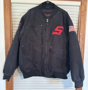 Snap On Tools Cappotto Giacca XL Nero Tela 95° Annv Trapuntato Indossato In Distressed - Foto 1 di 21