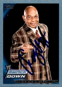 Theodore Long Signed 2010 Topps WWE Smack Down Blue Card #21  1143/2010 - Picture 1 of 2