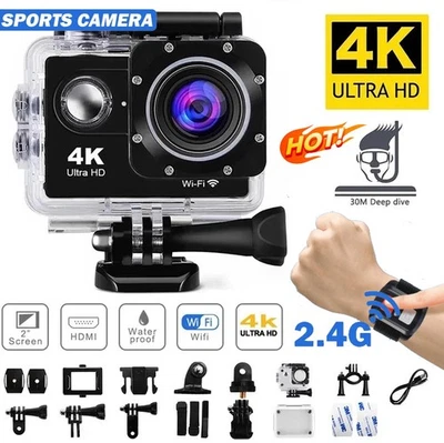 4K 2'' Ultra HD 1080P Sport WiFi 16MP Cam Action Camera DV Video Recorder Remote - Image 1 of 4