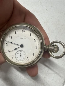 Vintage 1910 Elgin 335 17 Jewel Size 18 Taschenuhr läuft super Silverode - Bild 1 von 5