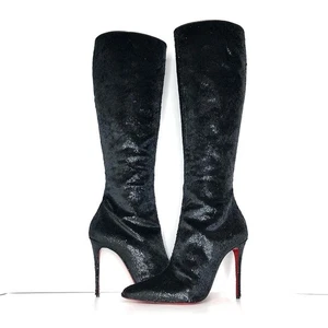 Christian Louboutin Kate Botta 100 Velours Papillon spitz zulaufende Stiefel 39,5 - Bild 1 von 9