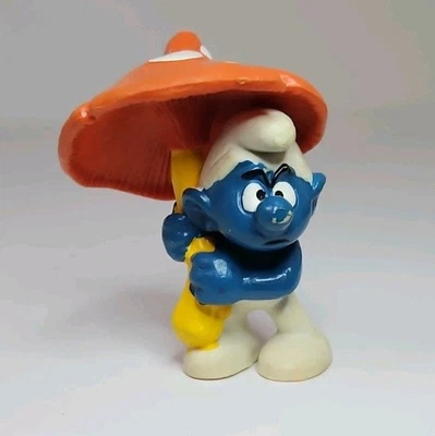 Smurfs гриб зонт винтажная игрушка фигурка 80-х Peyo ПВХ Гонконг - Изображение 1 из 4