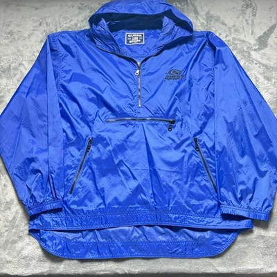 Vintage Guess Sport Anorak Jacket Mens Large Blue Ripstop High Low Hem 1/2 Zip - Image 1 of 4
