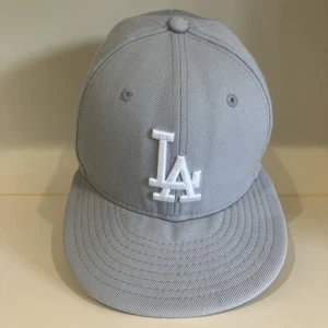 New Era 59Fifty Los Angeles Dodgers Gray LA Logo Ball Hat Cap Fitted vgc - Picture 1 of 5