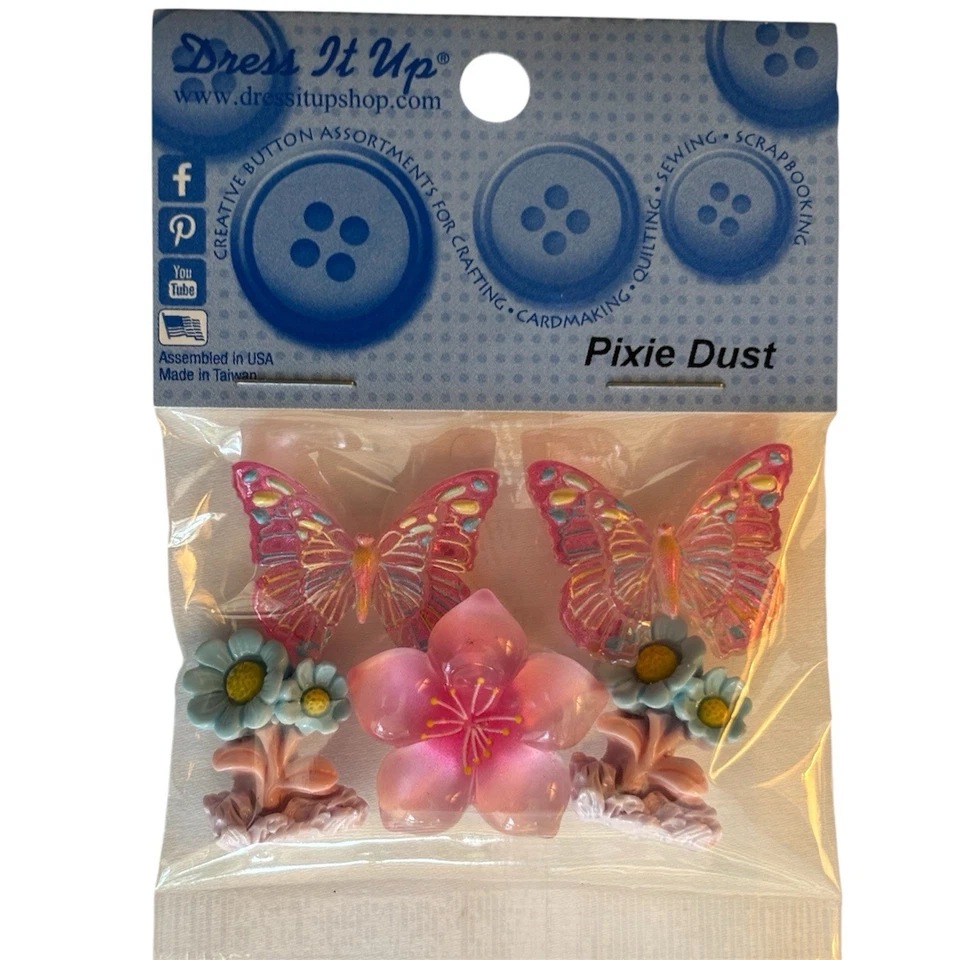 Dress It Up Pixie Dust Embellishments 3D Butterfly Flower Adorable Detailed 155 - Image 1 of 1