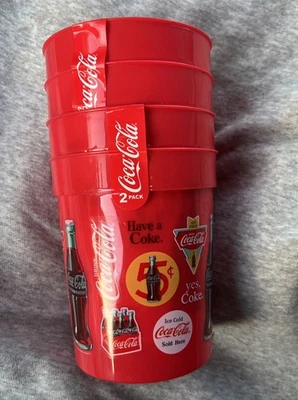Coca-Cola Plastic Beer / Soda Drink Cups – Set of 4 Brand New - Image 1 of 4
