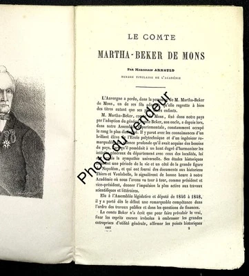 Histoire de l'Auvergne: Arnaud, 1887. Le comte Martha-Beker de Mons - Photo 1/3