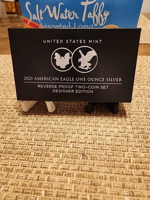 2021 American Eagle uma onça prata prova reversa conjunto de duas moedas edição designer - Imagem 1 de 4