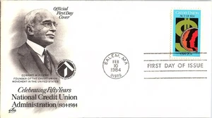 Celebrating 50 Years of the Credit Admin. Feb 10, 1984 Mail Cover FDC - Picture 1 of 1
