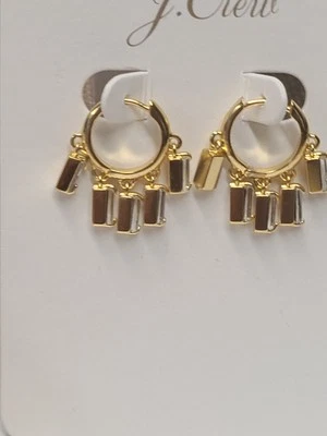 Pendientes de aro de cristal dorado J Crew Foto 1 de 3