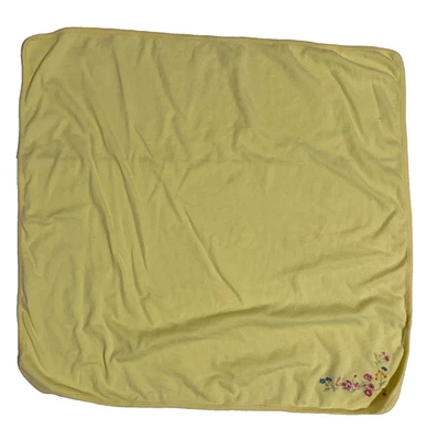 Cobertor de bebê vintage bordado floral flor algodão amarelo Carters rosa amoroso - Imagem 1 de 4