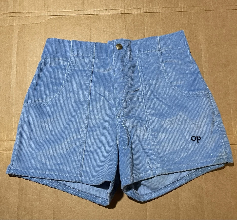 Винтажные Ocean Pacific Longriders Baby Синие Вельветовые Короткие Размер 30 Серфинг 70-е/80-е Новые с ценниками - Изображение 1 из 4