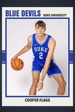 COOPER FLAGG DUKE UNIVERSITY BLUE DEVILS CUSTOM MADE RETRO ART CARD