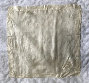 RARE VINTAGE 1900’S “W” CREAM IVORY SILK HAND EMBROIDERED SCARF 49cm Square - Picture 1 of 6