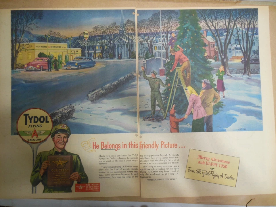 2 Page ! Tydol Gas Ad: Friendliness Lives Here from 1951 Size: 15 x 22 inches - Image 1 of 1
