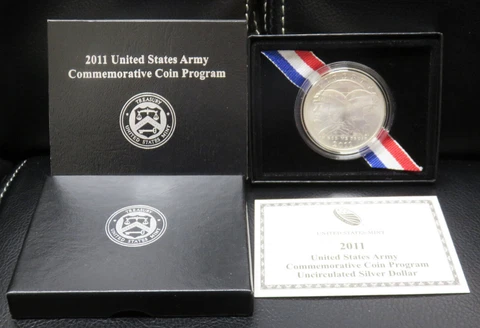 2011 United States Army UNC Commemorative Silver Dollar Box & COA Cover