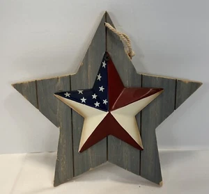 4th July Dimensional Metal Wood Star Americana Patriotic Rustic - Picture 1 of 3