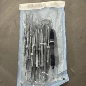 12-teiliges Dentalwerkzeug-Set Henry Schein Hurgfriedy Schaber Plektren Spiegel siehe Bild - Bild 1 von 3